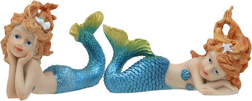 Ebros 4.25" Wide Colorful Nautical Ocean Mermaid Mergirls Under The Sea Miniature Figurines Set of 2 Fantasy Mermaids Sirens of The Seas Figurines Fairy Garden Collectibles