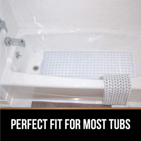 Gorilla Grip Patented Bath Tub and Shower Mat 35x16, Machine Washable, Extra Large Bathtub Mats with Drain Holes and Suction Cups to Keep Floor Clean, Soft on Feet, Bathroom Accessories, Yellow Opaque