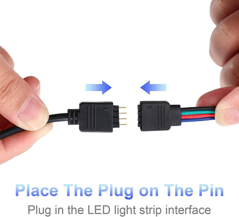 6 Pieces 4 Pin RGB Extension Cable LED Strip Connector Cord Wire Solderless Strip Jumper Cables Kit with 12 Pieces Pin Connector for 5050 3528 RGB LED Strip Light (Black, 1.6 FT, 3.3 FT, 6.6 FT)