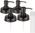 4 Pack Mason Jar Soap Dispenser Lids with Pumps, Rustproof Stainless Steel, Lotion Soap Dispenser Lids Replacement for 16 oz Regular Mouth Mason Jar Decor, 4 Brushes Included