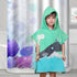 SearchI Kids Hooded Bath Towel, Soft Cotton Beach Swim Pool Poncho Bath Towel for Boys Girls Age 2 to 6 Years Green Whale, 23 x 24 inches