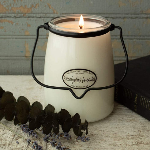 Milkhouse Candle Company, Creamery Scented Soy Candle: Butter Jar Candle, Eucalyptus Lavender, 22-Ounce