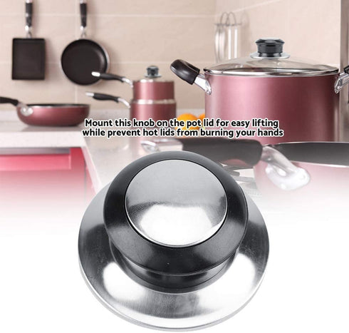 Yosoo 5Pcs Pot Pan Lids Knob Lifting Handle,Heat-Resistant Home Kitchen Cookware Replacement Parts,Bakelite Metal Black Silver