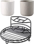Toothbrush Holder Black for Bathroom Tooth Cup and Electric Toothbrush Organizers and Storage Toothpaste Stand Rack Set Included 3 Toothbrush Slots and 2 Ceramic Bathroom Tooth Cups