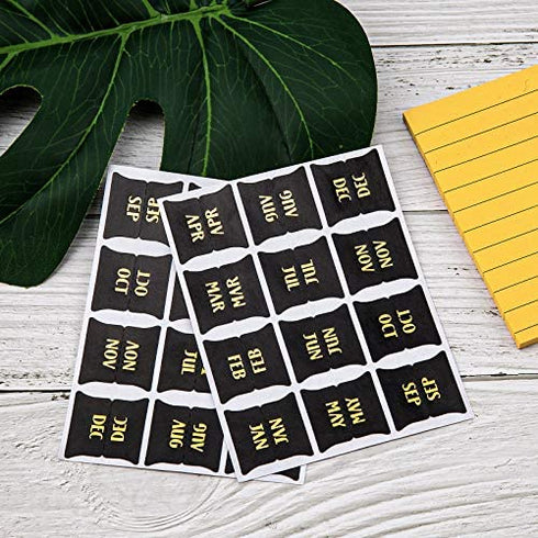 AIEX 24Pcs Monthly Tabs Calendar Stickers, Monthly Calendar Stickers Tabs Adhesive Index Tabs for Planners, Journal, Notebook, Agendas and Organizers, Office and Sturdy (Black)