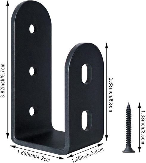 bamandan 2x4 Black Upgrade Security Door Barricade Brackets,Drop Open Bar Holder U Bracket for 2 by 4 Lumber,Apply to Door Reinforcement,Door Jammer,Tool Hanger,Shed,Garage,Gate(2 pcs)