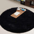 YOH Fluffy Soft Round Area Rugs for Kids Girls Room Princess Castle Plush Shaggy Carpet Cute Circle Furry Nursery Rug for Teen's Bedroom Living Room Home Decor Big Circular Floor Carpet 4'x4' Black