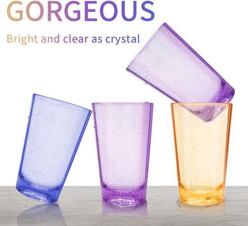EggFoil Unbreakable Drinking Glasses, 5 Oz Plastic Tumblers Cups set of 6 in 3 Assorted Colors