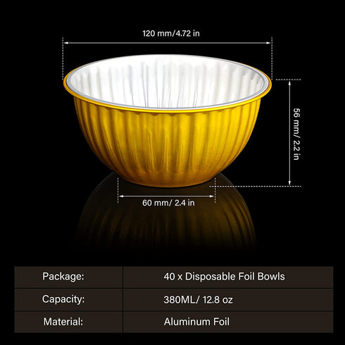 40 Pieces Disposable Pie Pans Heavy-Duty Aluminum Foil Bowls Soup Cake Cups Pots Pie Tin 4.72 Inches for Hot Cold Food Oven Safe for Home, Bakeries, Cafes, Restaurants Use