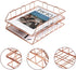 Letter Trays Stacking Supports , Stackable Paper Tray Mesh Collection,Desk File Organizer,Wide Desk File Document for School Home Office Supplies (Rose-Gold)