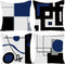 WILPROO Black Dark Blue Geometric Decorative Cushion Pillow Covers Set of 4 18" x 18" Modern Geometric Grey Black and Red Grid Stripe Decor Irregular with Hidden Zipper Home for Couch Bed