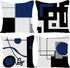 WILPROO Black Dark Blue Geometric Decorative Cushion Pillow Covers Set of 4 18" x 18" Modern Geometric Grey Black and Red Grid Stripe Decor Irregular with Hidden Zipper Home for Couch Bed