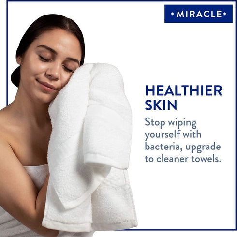 Miracle Made Hand Towel, Premium Hand Towels for Bathroom Infused with Natural Silver,100% Supima Cotton Towels, Ultra Absorbant & Soft, Odor Free (White)