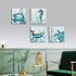 Blue Wall Art Kids Room Decor Whale Seahorse Turtle Crab Pictures Canvas Prints For Home Bedroom Bathroom Decoration Boho Ocean Beach Theme Navy Sea Animals Turquoise Paintings Artwork Children Gift 4 Panels