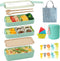 Ozazuco Bento Box Japanese Lunch Box,3-In-1 Compartment - Wheat Straw, Leakproof Eco-Friendly Bento Lunch Box Meal Prep Containers for Kids & Adults?14pcs?beige?