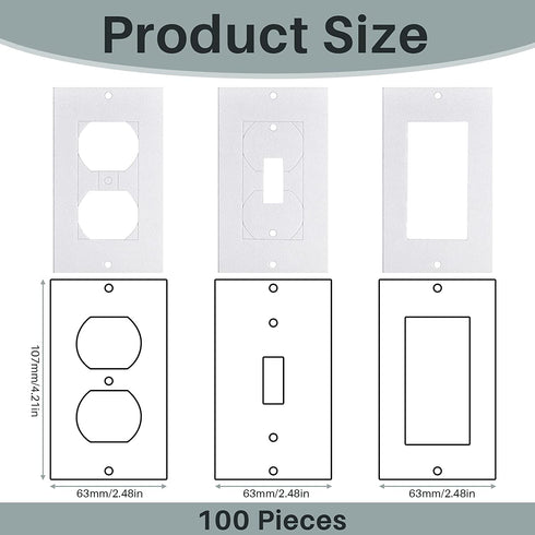 Wall Plate Insulation Gasket Outlet Insulation Gasket Light Switch Insulation Electrical Outlet Covers Draft Stopper Foam Gaskets Electric Outlet Insulators (White,100 Pieces)