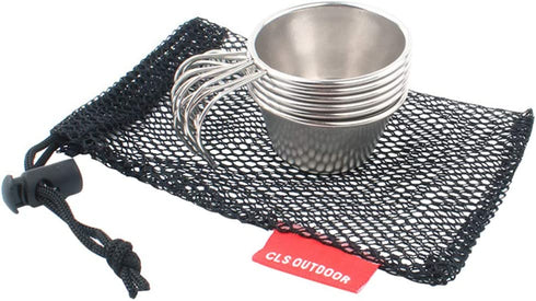 BESPORTBLE 6pcs Outdoor Stainless Steel Sierra Cups Camping Bowls with Folding Handle Soup Ladles for Outdoor Camping Hiking