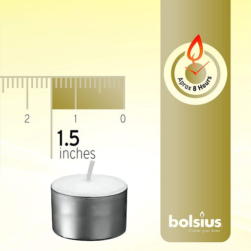 BOLSIUS 60 Count White Tealight Candles - Unscented Lights with 8 Hour Burning Time - Premium European Quality - Special for Weddings, Home Decor, Spa, Restaurants, Parties, and Special Occasions