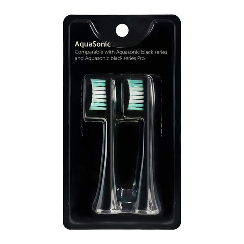 AquaSonic Black Series Replacement Brush Heads 2-Pack - Electric Toothbrush Replacement Brush Heads