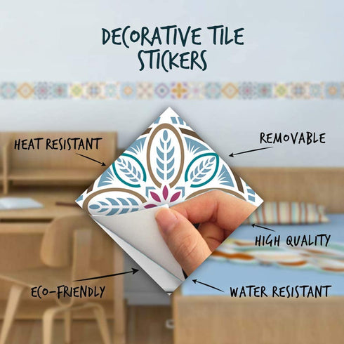 Mandala Decorative Tile Stickers Set 12 Units 6x6 inches. Peel & Stick Adhesive Tile Stickers. Home Decor. Staircase. Furniture Decor. Backsplash Tile Stickers.