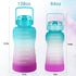 BOTTLE BOTTLE Half Gallon/64 oz Water Bottle with Straw Big Handle Protective Silicone Boot Sports Water Bottle with Time Marker Leak Proof Reusable Water Jug for Adult and Kids (blue purple)