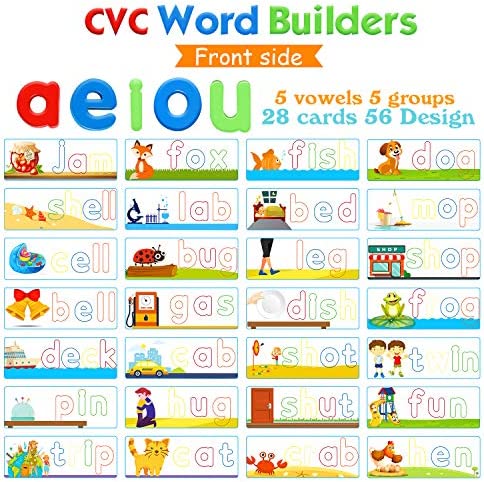 SpringFlower See & Spell Matching Letter Toy,Learning Educational Toy For 3 4 5 6 Years Old Boys And Girls,Preschool Learning Activities,Shape & Color Recognition Game,Cvc Word Builders For Kids,80Pcs