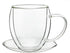 Creano Double Wall Glass Mugs 9 OZ with Handle and Saucer, Insulated Cup - 2X 9oz (250ml)