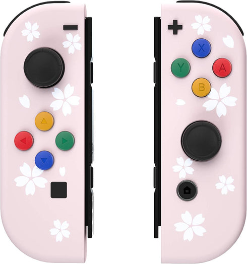 eXtremeRate Cherry Blossoms Petals Patterned Joycon Handheld Controller Housing with Coloful Buttons, Replacement Shell Case for Nintendo Switch & Switch Oled Joy-Con – Joycon and Console NOT Included