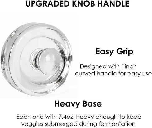 Jillmo Easy Grip Fermentation Weight- 4 Pack of Glass Weights for Wide Mouth Mason Jars