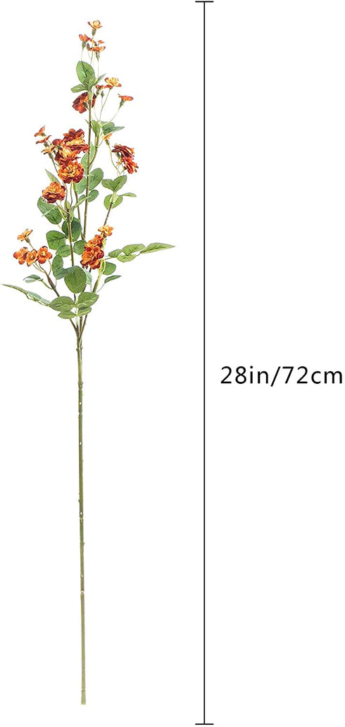 Burnt Orange Small Roses, 6 pcs Fall Artificial Flowers, 26 Flower Heads per one, a Total of 156 Flower Heads, Suitable Family DIY Wedding Party Table Bride Holding and Other Home Autumn Decoration
