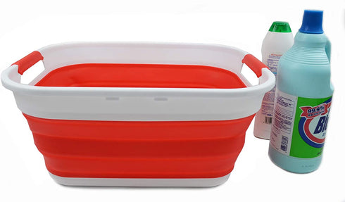 SAMMART 17.5L (4.6 Gallon) Small Collapsible/Foldable/Pop Up/Portable Washing Tub, Water Capacity 13.5L/3.5 Gallon (1, Red)