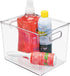 mDesign Plastic Tall Deep Organizing Kitchen Pantry Cabinet, Refrigerator, Freezer Food Organization Storage Bin with Handles, Drawer Container Organizer - Ligne Collection - Clear