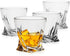 LUXU Whiskey Glasses(Set of 4)-10 oz Twisted Scotch Glasses,Premium Old Fashioned Glasses,Clear Crystal Bourbon Rock Glasses,Large Bar Glasses,Unique Glassware Tumblers for Cocktails