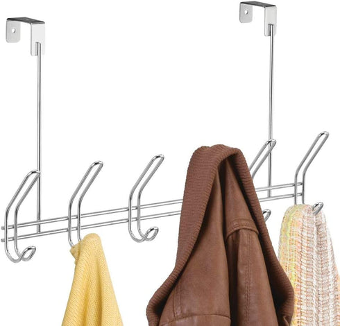iDesign Classico Steel Over-The-Door 12-Hook Storage Rack - 18.75" x 5" x 10.75", Chrome
