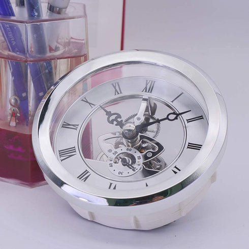 MoreChioce Transparent Clock Insert, 4-1/16 Inch (103mm) Built-in Clock with Roman Numeral Quartz Movement DIY Clock Accessories