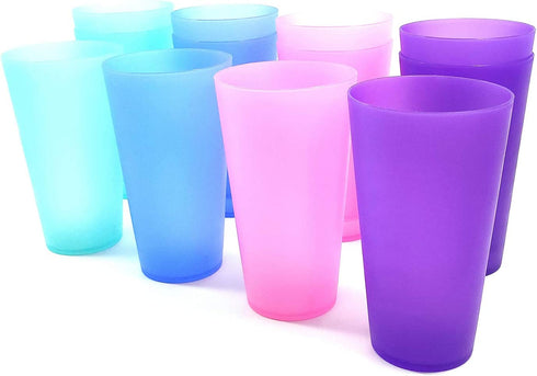 Unbreakable 32-ounce Plastic Restaurant-Style Beverage Tumblers Ice Tea Glasses | set of 12 in Coastal Colors