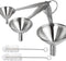 Funnels for Kitchen Use, YGDZ 3pcs Metal Stainless Steel Funnels Set, Small Mini Kitchen Funnels for Filling Bottles Liquid Essential Oils, 2pcs Cleaning Brushes