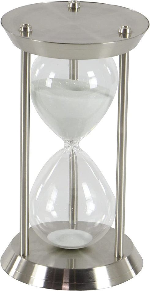 Deco 79 Metal/Glass 60 Minute Hourglass, 12 by 7-Inch