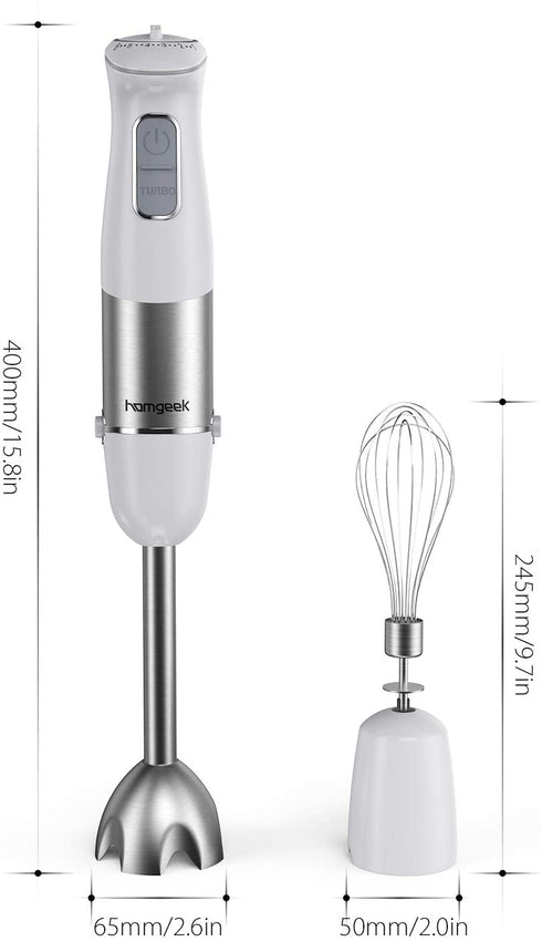 Immersion Stick Hand Blender with Stainless Steel Blades, Powerful Electric Ice Crushing 6-Speed Control Handheld Food Mixer, Purees, Smoothies, Shakes, Sauces & Soups