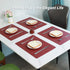 FYIN-HONG Leather Placemats Set of 6, Premium Quality Heat Resistant Faux Leather Placemat, Waterproof Wipeable Dining Table Mats Easy to Clean for Kitchen Dining Eating Indoor & Outdoor, Burgundy Red