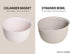 BLUE GINKGO Rice Strainer and Kitchen Colander Set - Strain Rice, Quinoa and Small Grains - Soak, Wash and Drain Vegetables and Fruit - (4 Quart Bowl) Cream and Limestone