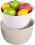 BLUE GINKGO Rice Strainer and Kitchen Colander Set - Strain Rice, Quinoa and Small Grains - Soak, Wash and Drain Vegetables and Fruit - (4 Quart Bowl) Cream and Limestone