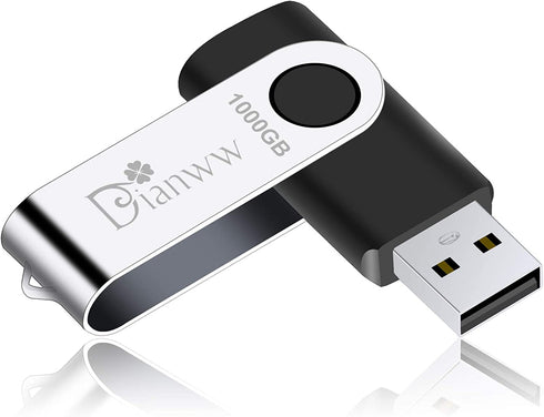 USB Flash Drive 1000gb, 2.0 USB Thumb Drives Dianww for Computer/Laptop, External Data Storage Drive with Rotated Design, Memory Stick, Jump Drive Storage for Storing Photo/Video/Music/File (Black)