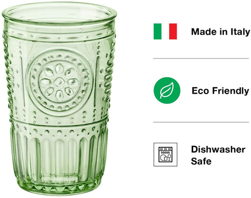 Bormioli Rocco - 387595GRS021524 Bormioli Rocco Romantic Tumbler, Set of 4, 11.5 oz, Pastel Green