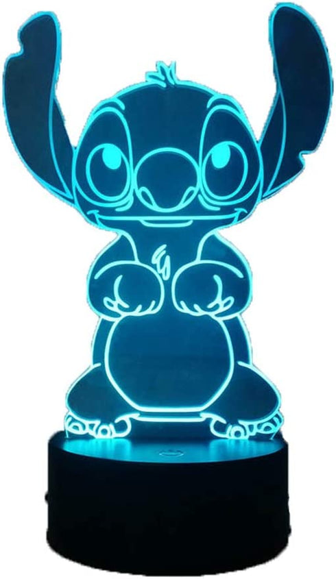 Laysinly Stitch LED Night Light, Stitch 7 Colors 3D Acrylic Table Lamp, Child Bedroom Sleeping Night Lamp Decor Light, USB Remote Control Home Desk Lamp, Baby Kids Teen Lighting (Stitch)