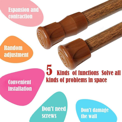 AIZESI 2pcs Tension Rod Wood Tension Curtain Rod 28 To 48 Inches Small Expandable Spring Loaded Curtain Tension Rods Adjustable Expandable Pressure Curtain Tension Rods For Kitchen, bathroom,cupboard