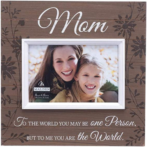 Malden International Designs Sun Washed Words Mom Walnut Distressed Picture Frame, 4x6, Walnut