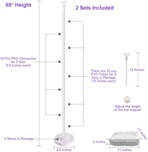 Pondpm Balloon Column Kit 2 Set, Base Stand and Pole, 2 Top Balloon Support Rod, Water Bags, Balloon Rings, Tying Tools, Balloon Glue Points Decoration for Party Wedding Birthday Easter Christmas