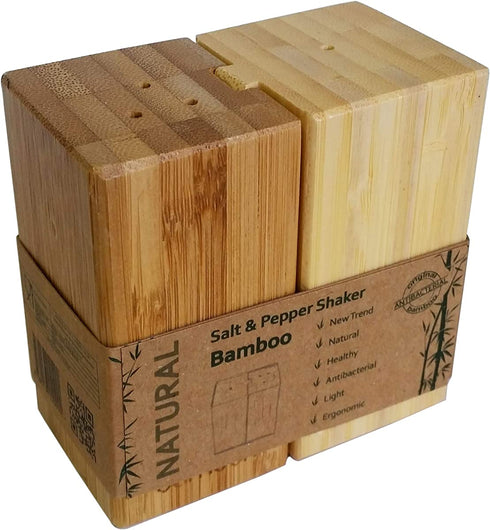 Natural Bamboo Wood Salt and Pepper Shakers