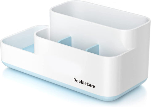 Toothbrush Holder, Bathroom Organizer Countertop, 5 Compartments Multifunctional Storage for Cosmetic, Makeup, Office Stationery Pencil , Toothpaste, Toothbrush, Suitable for Home, Office?Bule?
